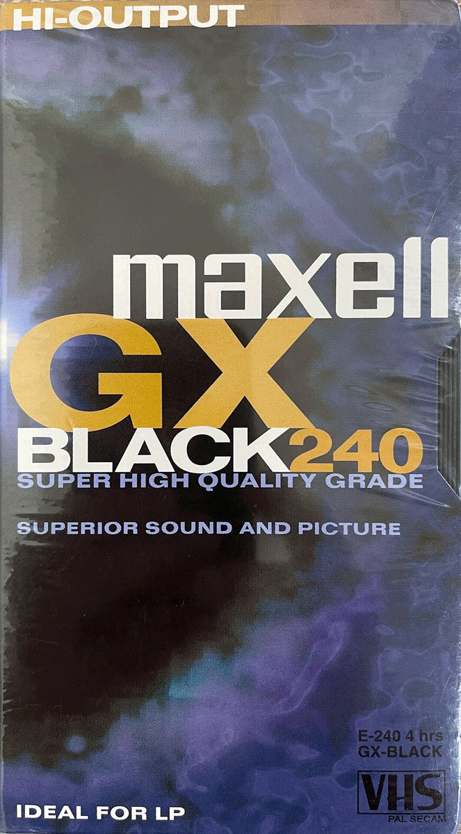 Maxell VHS Videoband GX Black E-240 – 4 Uur Opnemen – Super High Quality – Made in England – Gesealed