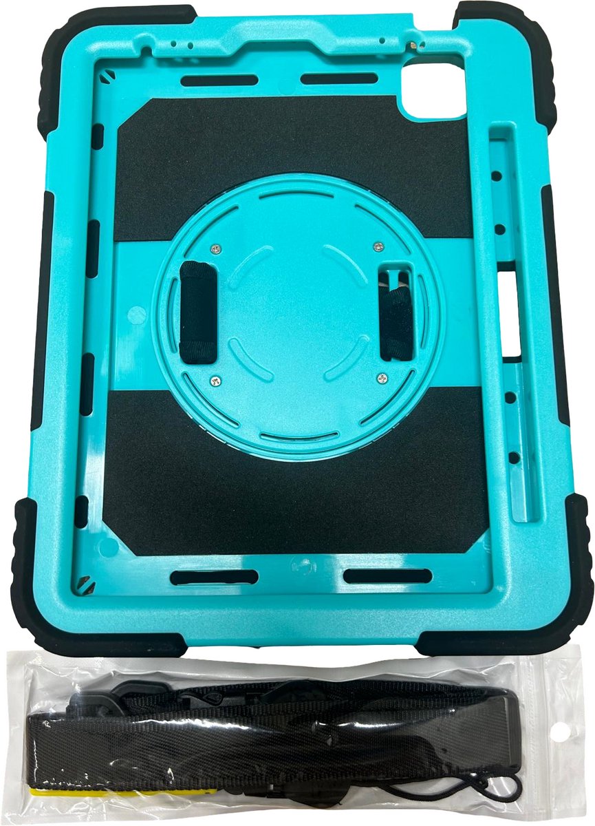 iPad Pro 11 Air 4 10.9 met stand en rotatie + halsband zwart groen