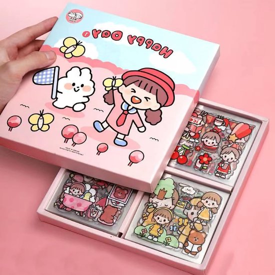 TRANKIELO® - Set Van 100 Kawaii Stickers – Schattige Decoratieve Stickers Voor Laptops – Doe-het-zelf Esthetische Stickers – Cartoon Stickers Set Voor Plakboeken, Dagboeken En Kamerdecoratie