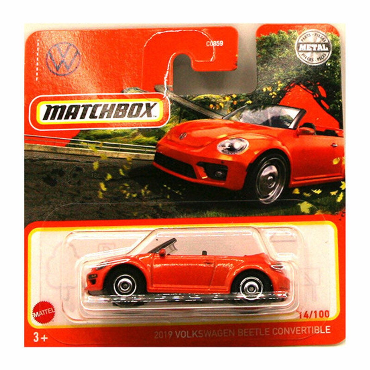 MATCHBOX 2019 VOLKSWAGEN BEETLE CABRIO CONVERTIBLE VW ORANGE METALIC 14-100 HFR73 1:64 METAL SHORT CARD
