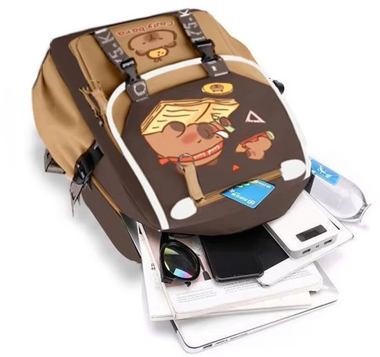 Capybara Leuke Cartoon Rugzak, Multifunctionele Grote Capaciteit Waterdichte Print, Tas met Etui (Pink D, Small