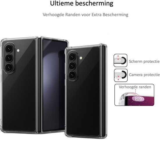 Coques transparentes pour Samsung Galaxy Z Fold, avec bords surélevés pour la protection de l'écran et de la caméra.