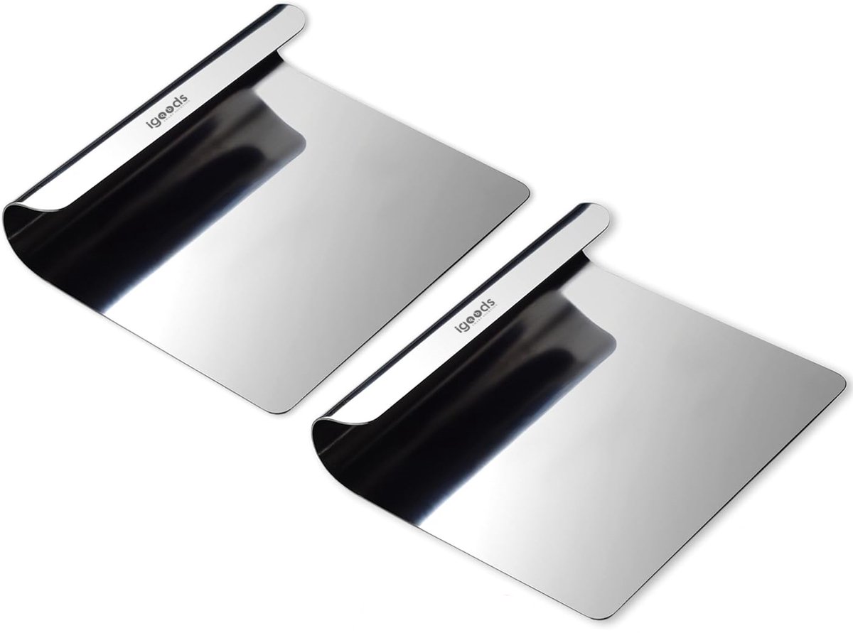 Igoods Multifunctionele Keukenhulp - Groenteschep - Kookschep - Kookspatel - 18/10 Roestvrij Staal - RVS - Deegschraper - 12 x 14 cm - 2 Stuks