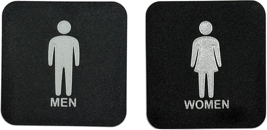 eSplanade Roestvrij staal mannen & vrouwen wc-bord badkamer (6 x 4 inch) | mannelijke & vrouwelijke wc deur teken Sticker - gemakkelijk te monteren weerbestendige langdurige inkt