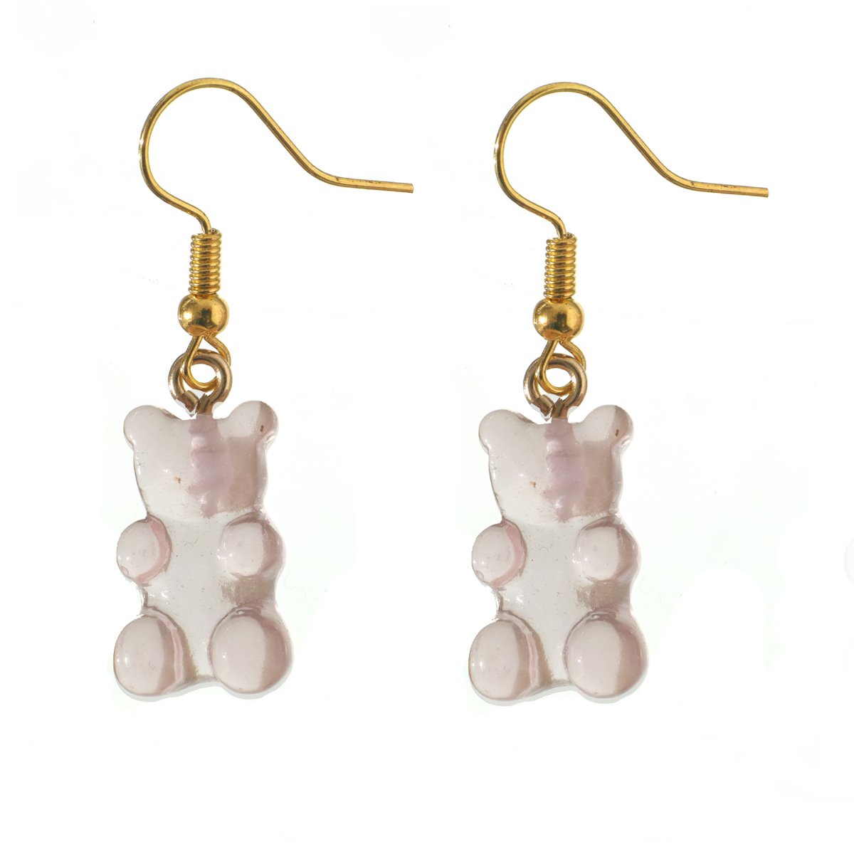 oorbellen gummybear goud lichtroze rvs