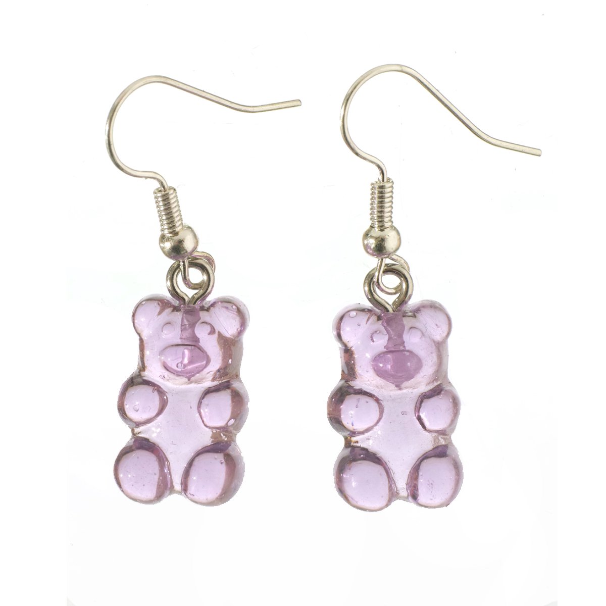 oorbellen gummybear zilver lila rvs