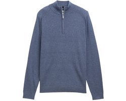 Tom Tailor - Troyer gebreide trui met geborduurd logo - Maat L - vintage indigo blue melange
