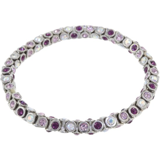Bracelet Behave - couleur argent - pierres violettes - élastique