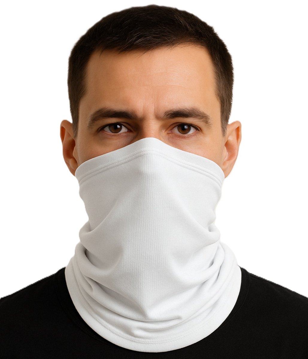 Multiuse Bandana En Col Sjaal in 1 I Hoofdband I Nekwarmer I Gezichtsmasker I Motormuts I Skiën I Snowboarden I Motorrijden I Wit