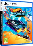 Playstation 5 speldoos met 'Hot Wheels Let's Race: Ultimate Speed!' logo. Een futuristische zwarte auto met paarse accenten en vlammen uit de uitlaat scheurt over een oranje racebaan.