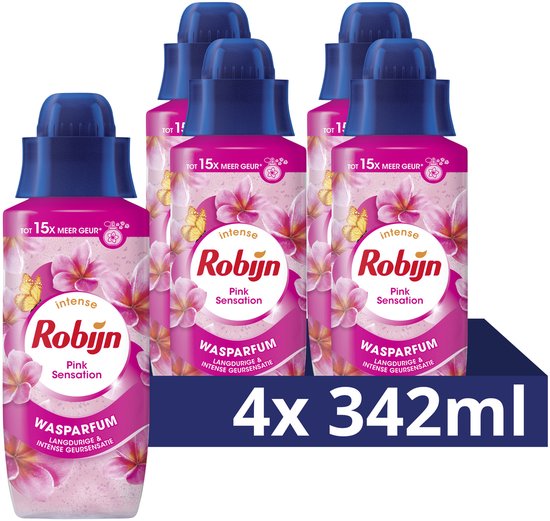 Robijn Intense Wasparfum - Pink Sensation - geeft je kleding een langdurige, intense geur - 4 x 342 ml