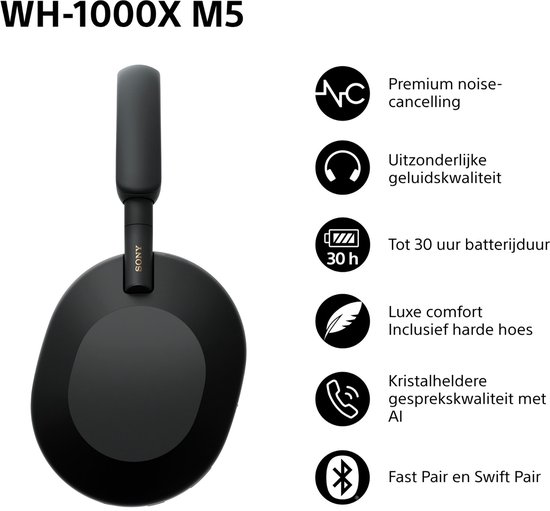 Sony WH-1000XM5 - Draadloze koptelefoon met Noise Cancelling - Zwart