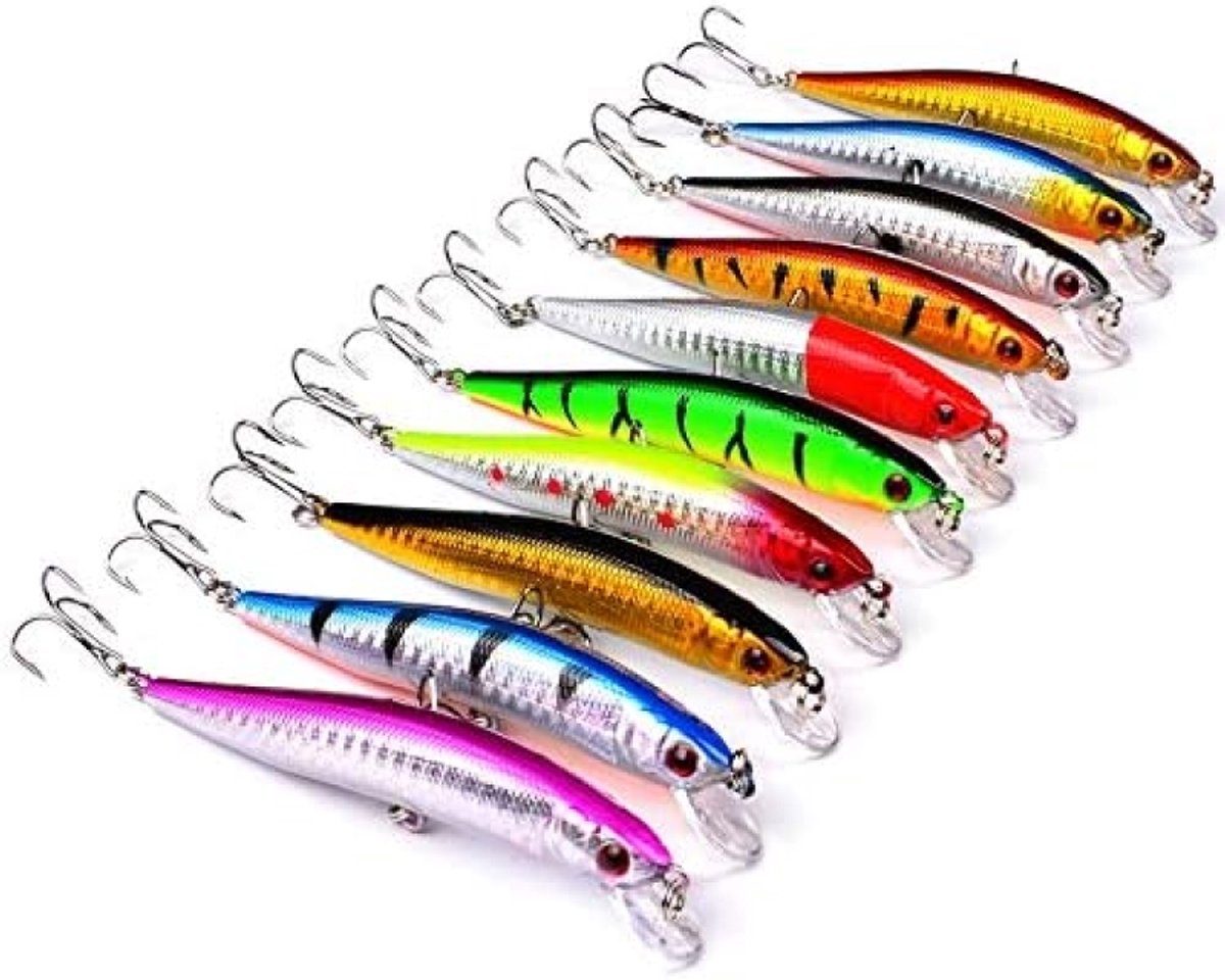 PolkaHome 10 stuks hard minnow kunstaas, levensechte swimbait vissen aas, topwater hard aas crankbait swimbait voor zoet en zout water