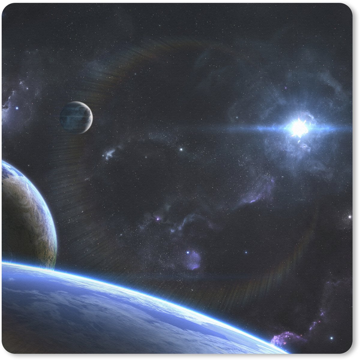 Muismat 30x30 cm - Mousepad Planeten met een ster - Muismatten