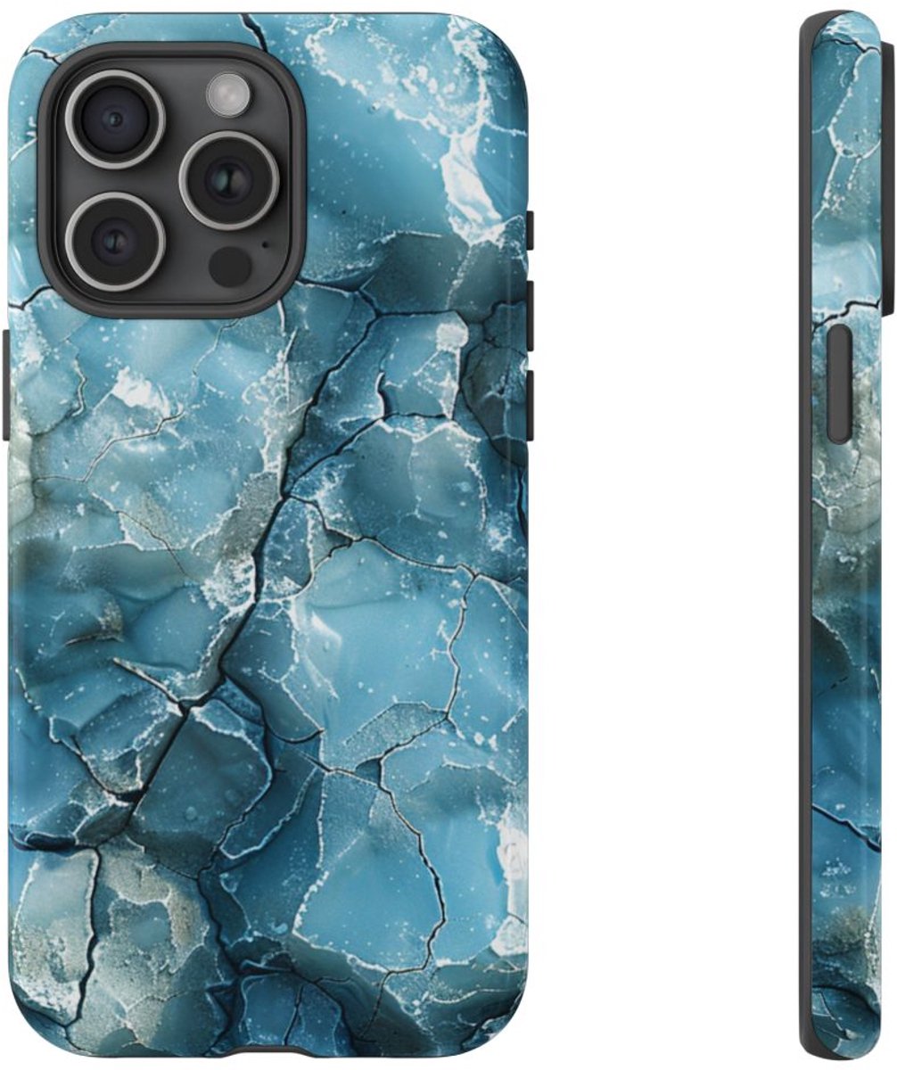 IJzige Fractalstructuur met Grunge – Telefoonhoesje Geschikt voor iPhone 15 Pro Max