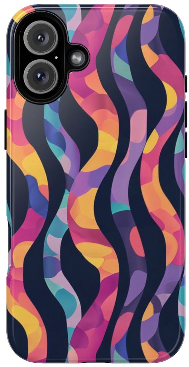 Kleurrijk Golvend Abstract Patroon – Telefoonhoesje Geschikt voor iPhone 16 Plus