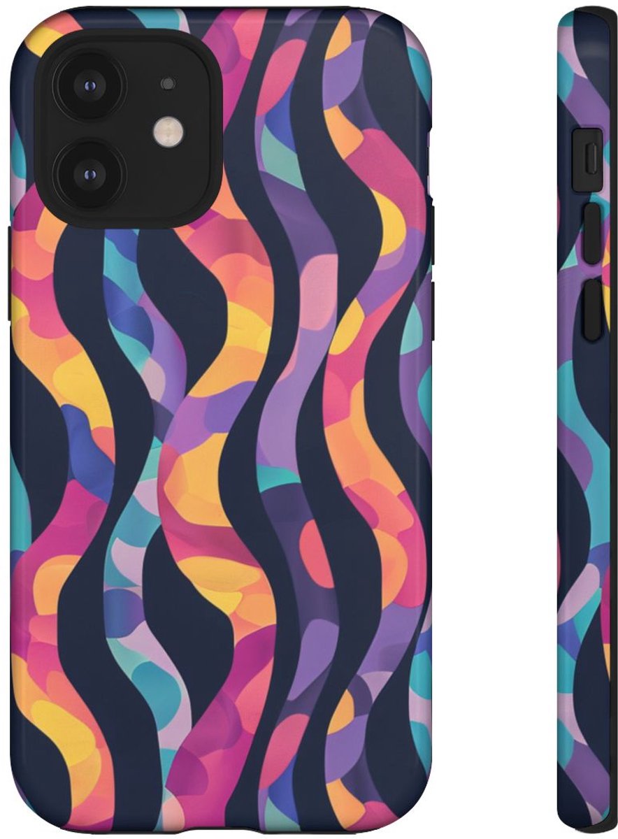 Kleurrijk Golvend Abstract Patroon – Telefoonhoesje Geschikt voor iPhone 12