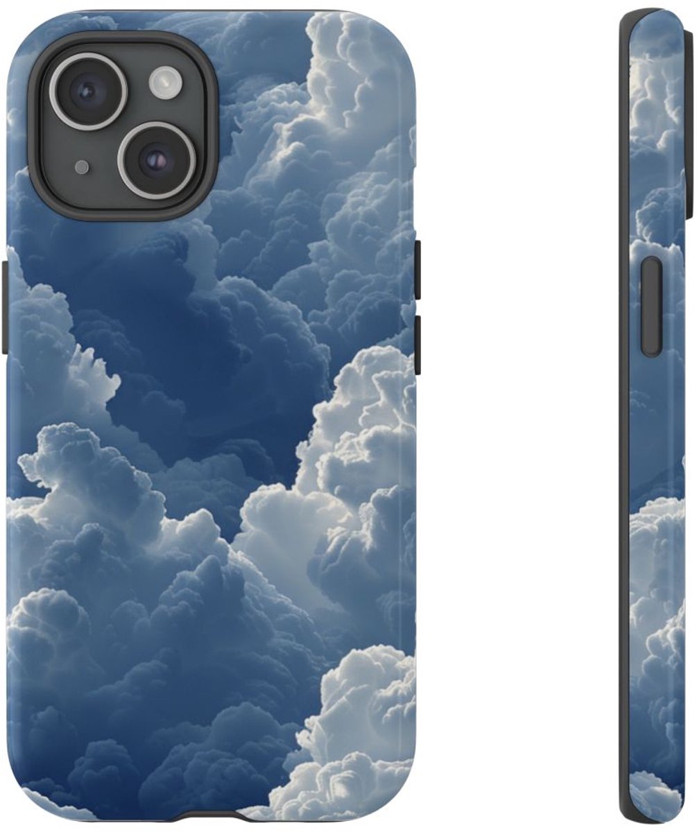 3D Blauw Wolkenpatroon – Telefoonhoesje Geschikt voor iPhone 15