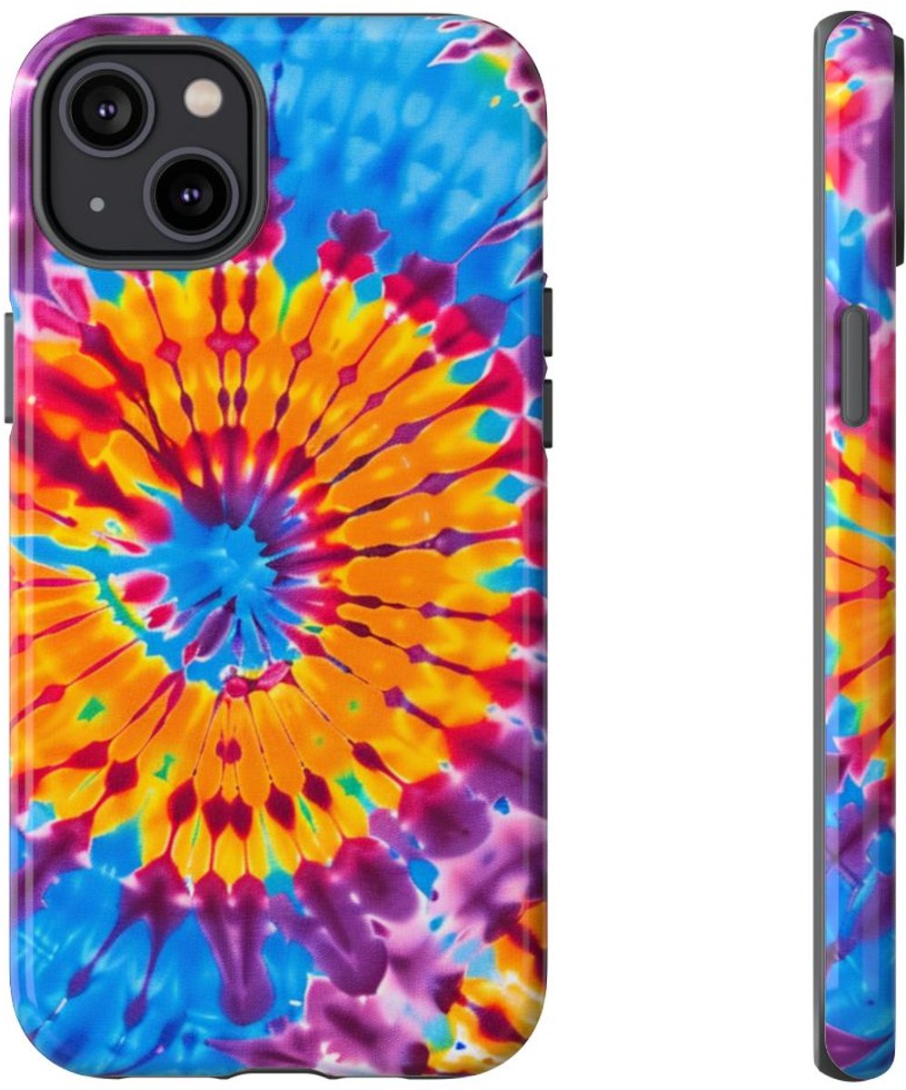 Vrolijk Tie-Dye Spiraalpatroon – Telefoonhoesje Geschikt voor iPhone 14 Plus