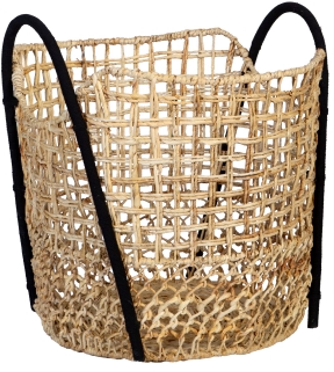 Morrigan - Opbergmand - Cascade L - H 58.5cm x ⌀ 51cm - Natuurlijk;Zwart Garen