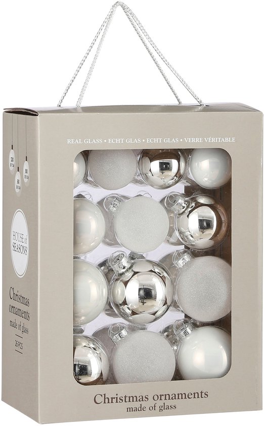 Set de Boules de Noël House of Seasons - 26 Pièces - Ø7 cm - Glas - Wit