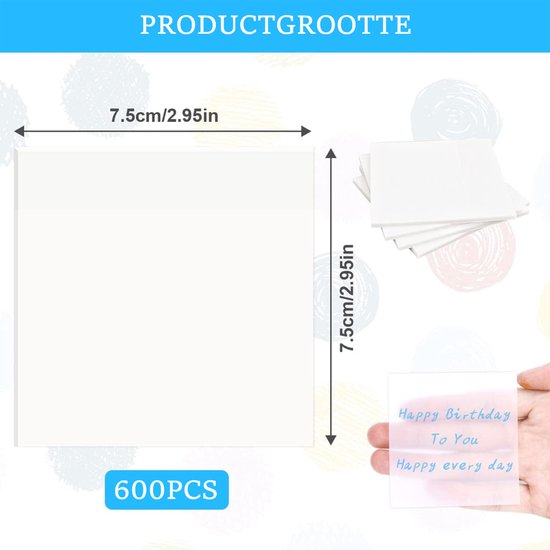 ASTER 500 stuks transparante plaknotities, 3 x 7,5 cm, transparante