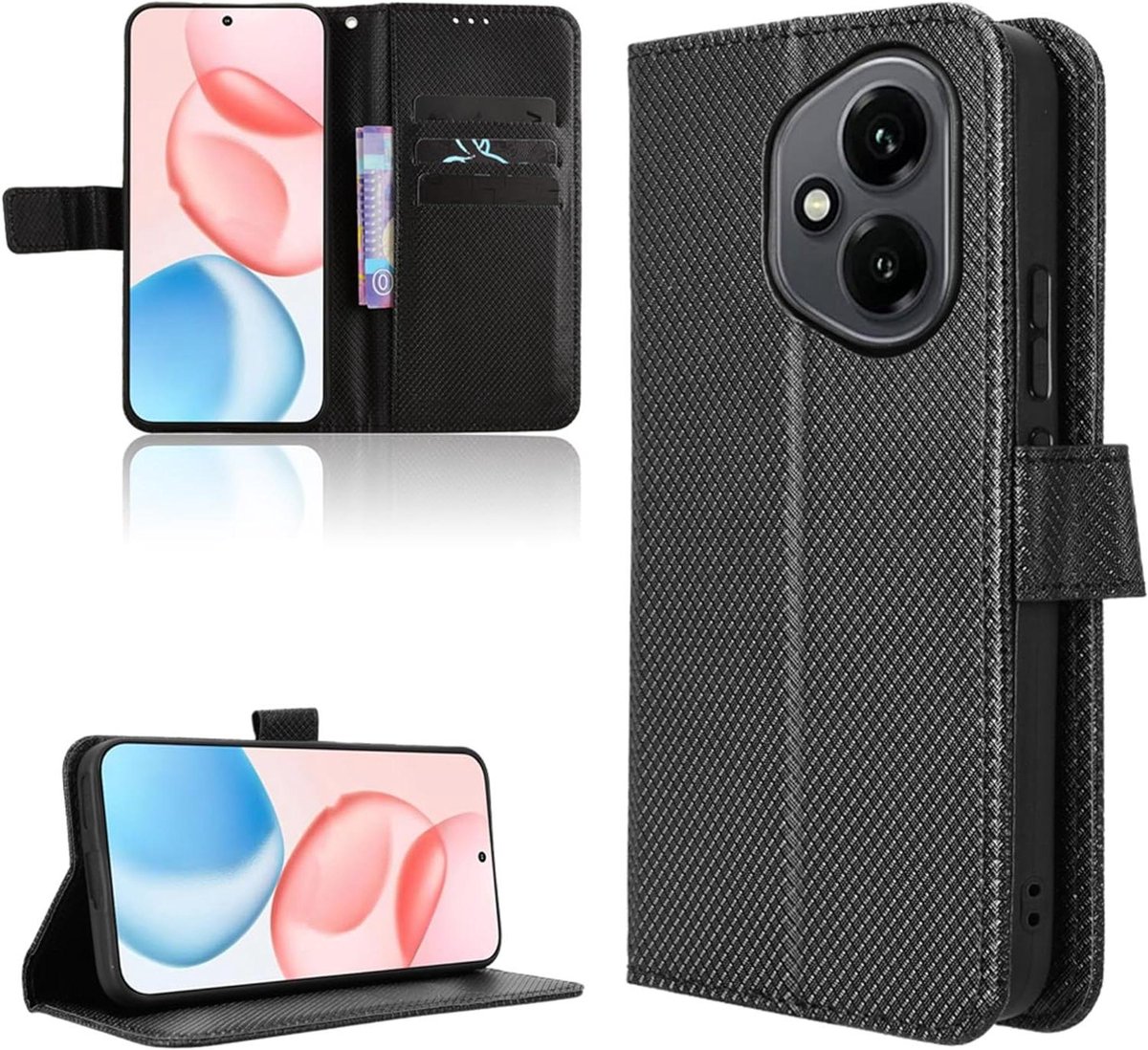 Stootvaste telefoonhoes voor Honor 400 - Premium koolstofvezel in zwart - Inklapbaar en standaardfunctie