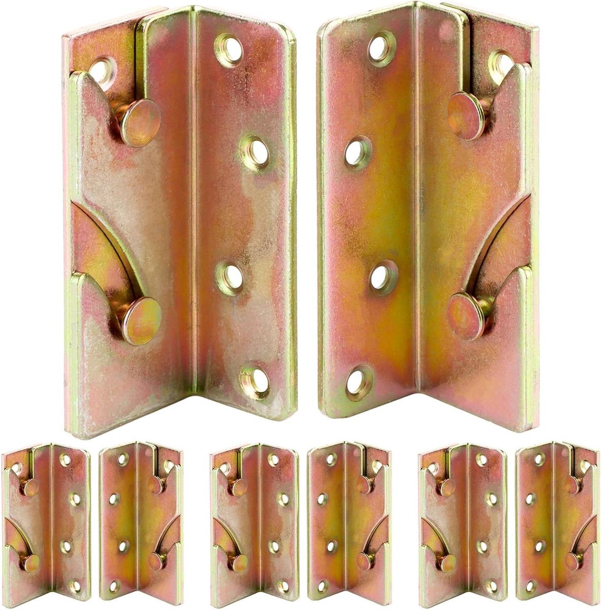 8 stuks zware bedverbinders voor belasting | 84 x 30 x 25 mm | bedhoek om op te hangen | hangbeslag van verzinkt metaal | inclusief schroeven