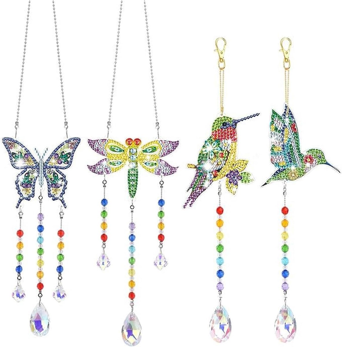 Diamant schilderij kit voor meisjes 7-12 jaar - Kolibrie - 4 stijlen - DIY zonnevanger met kristallen - Kunst en ambachten kit