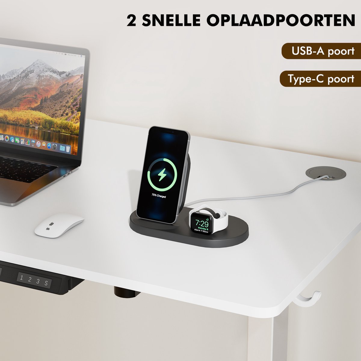 Zit-sta - Elektrisch verstelbaar bureau 120x60cm thumbnail 3