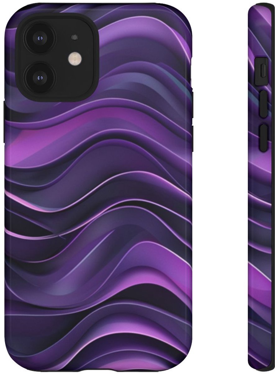 Paars Golvend Patroon – Telefoonhoesje Geschikt voor iPhone 12