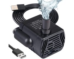 EXCITAT Waterpomp - Aquarium pomp - Kleine - USB mini waterpomp - 200L/H - voor vijverfontein aquarium - 3,5-9V 1-3W - kabel 1,4 m - 2 zuignappen
