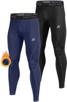 Hestya 2 Caleçon Thermique Pour Hommes Pantalon De Couche De Base Doublé En Polaire Pour Temps Froid(S,Noir, Blanc