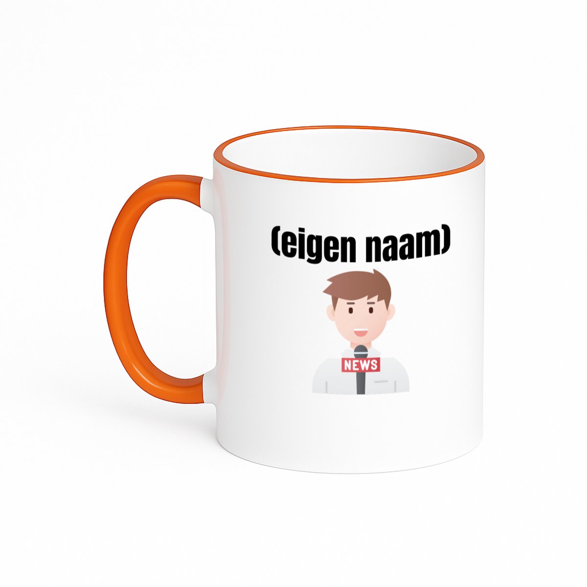 Hacebo® - journalist met eigen naam koffiebeker met gekleurde rand oranje - Journalist - mensen die werken als journalist - thee mok - koffie beker - collega's - verjaardag - afscheidscadeau - geschenk - kado - koffiemok - 330 ML