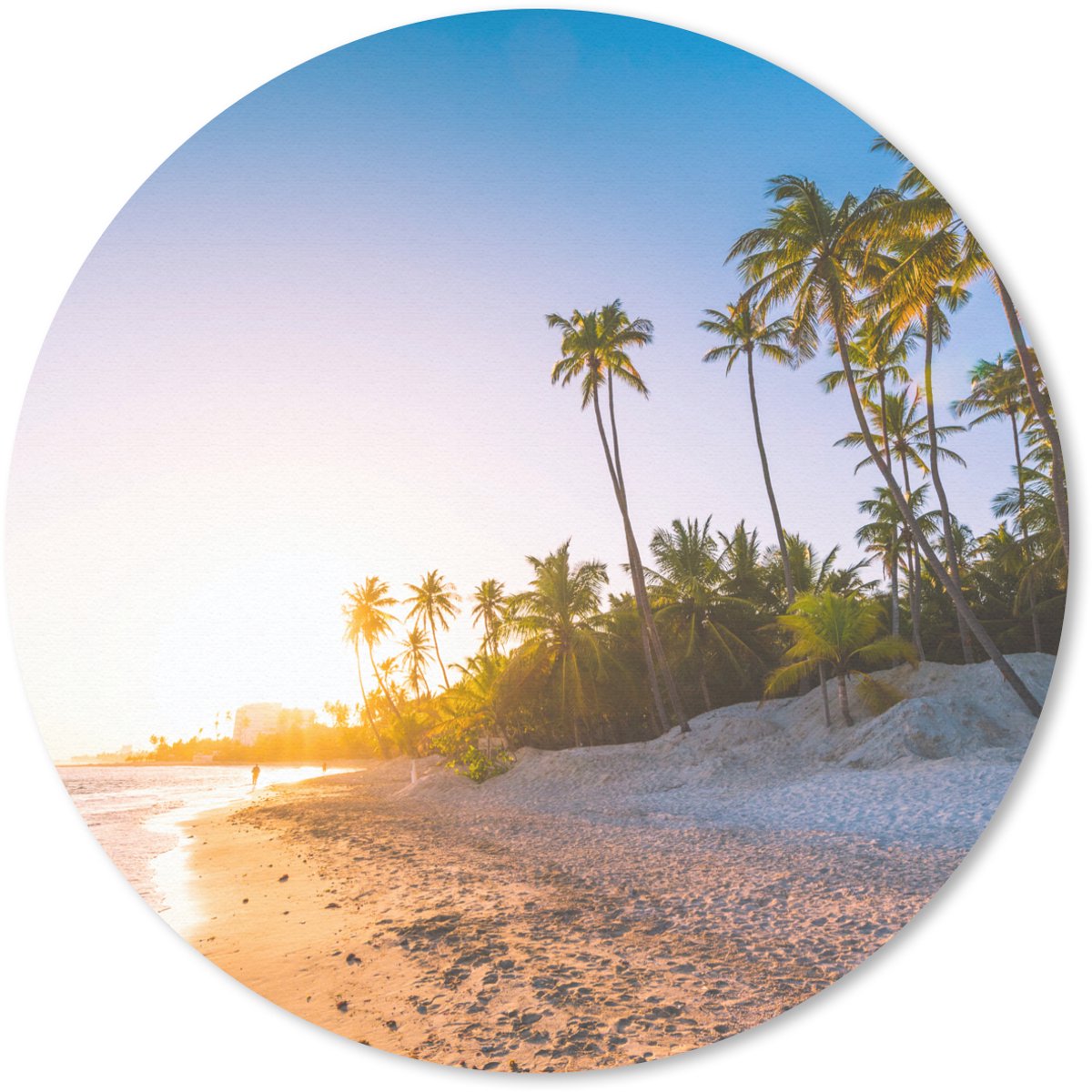 Muismat rond 20x20 cm - Mousepad Strand - Palmboom - Zand - Ronde muismatten