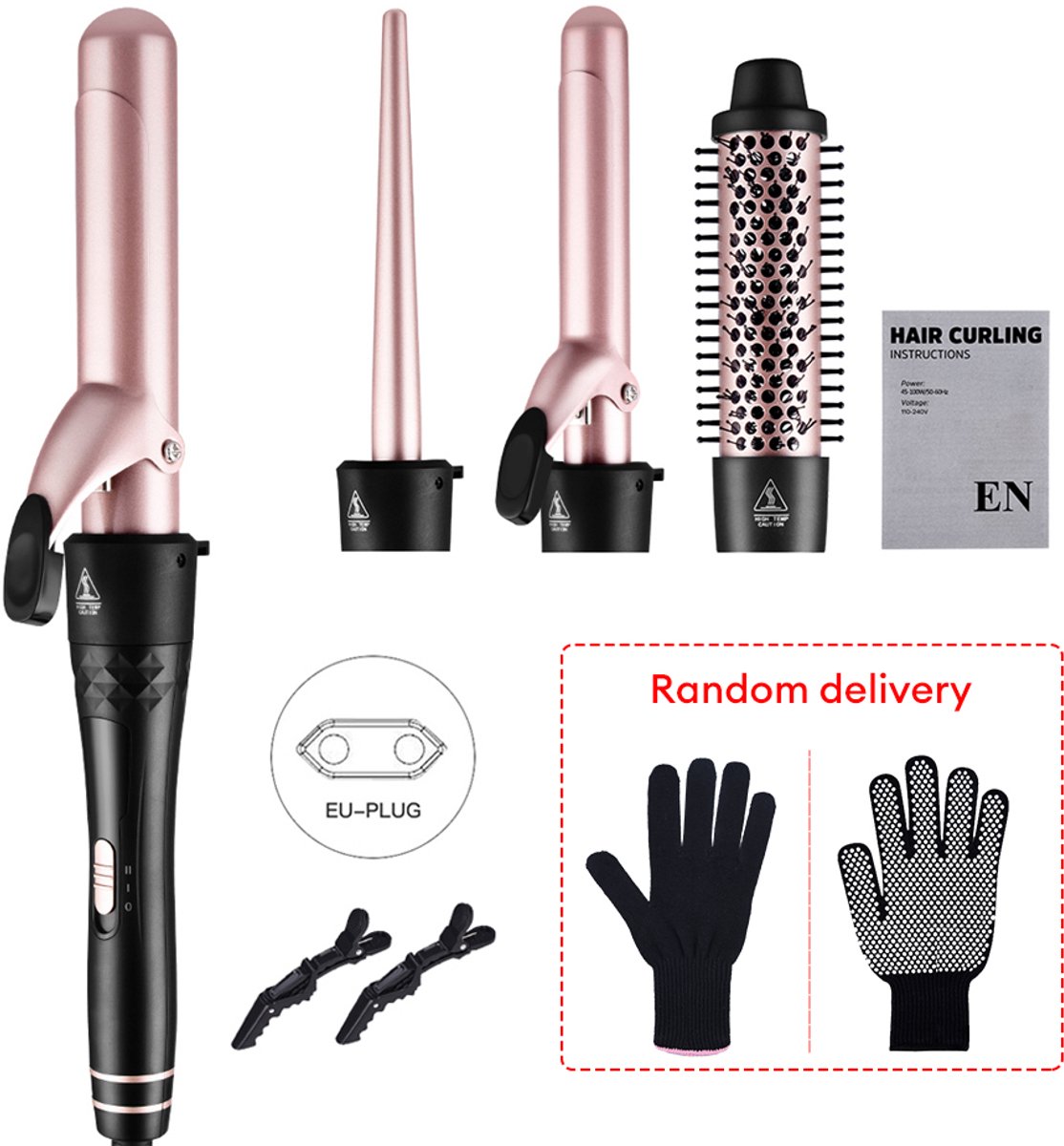 Krultangset 4 in 1, keramische krultang met diverse