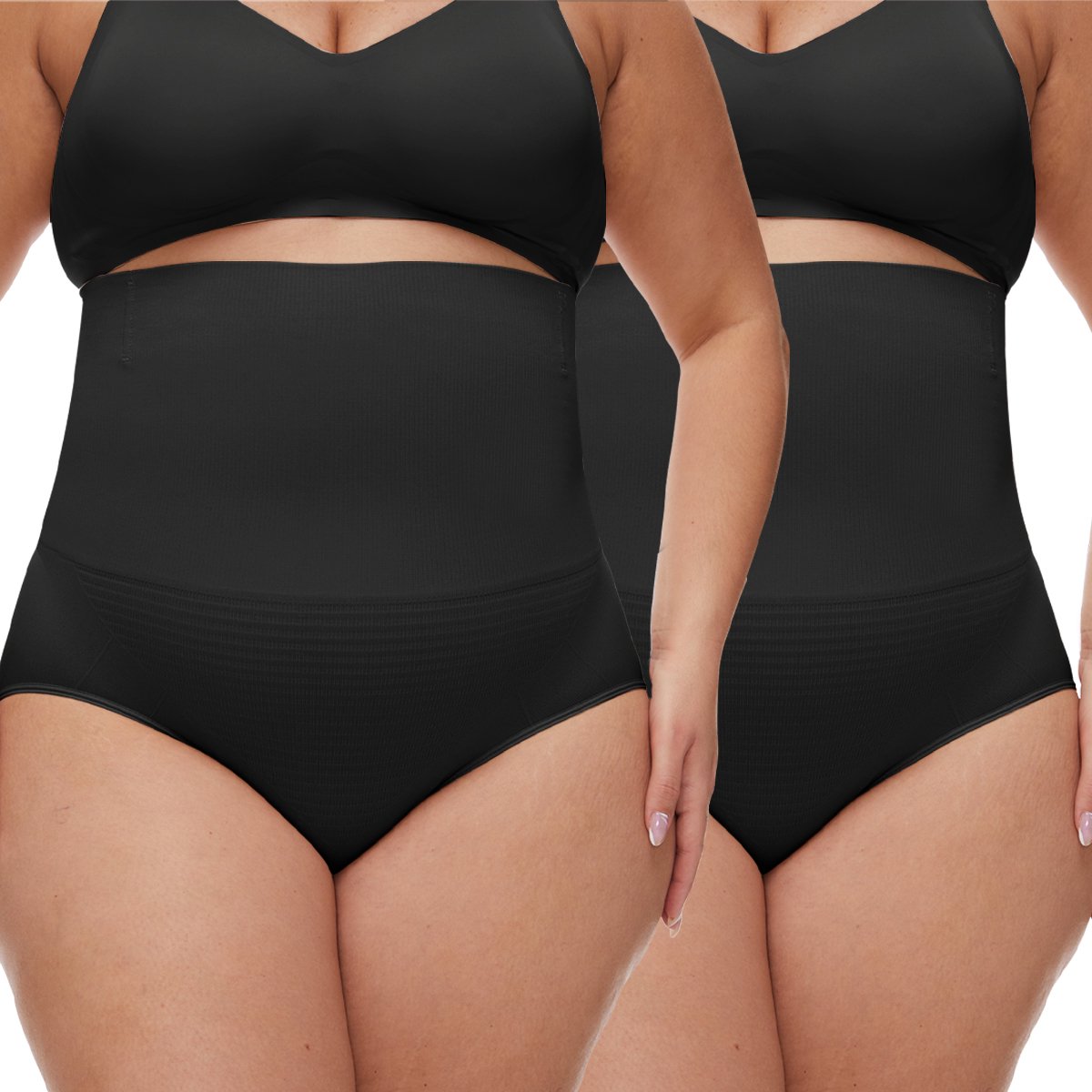 VIMOSE Vroumen Corrigerende High waist slip 2 Artikelen-Voor buik billen dijen waist-body shaper-Naadloos ondergoed dames-corrigerende onderbroek-Shapewear dames-Zwart-XL