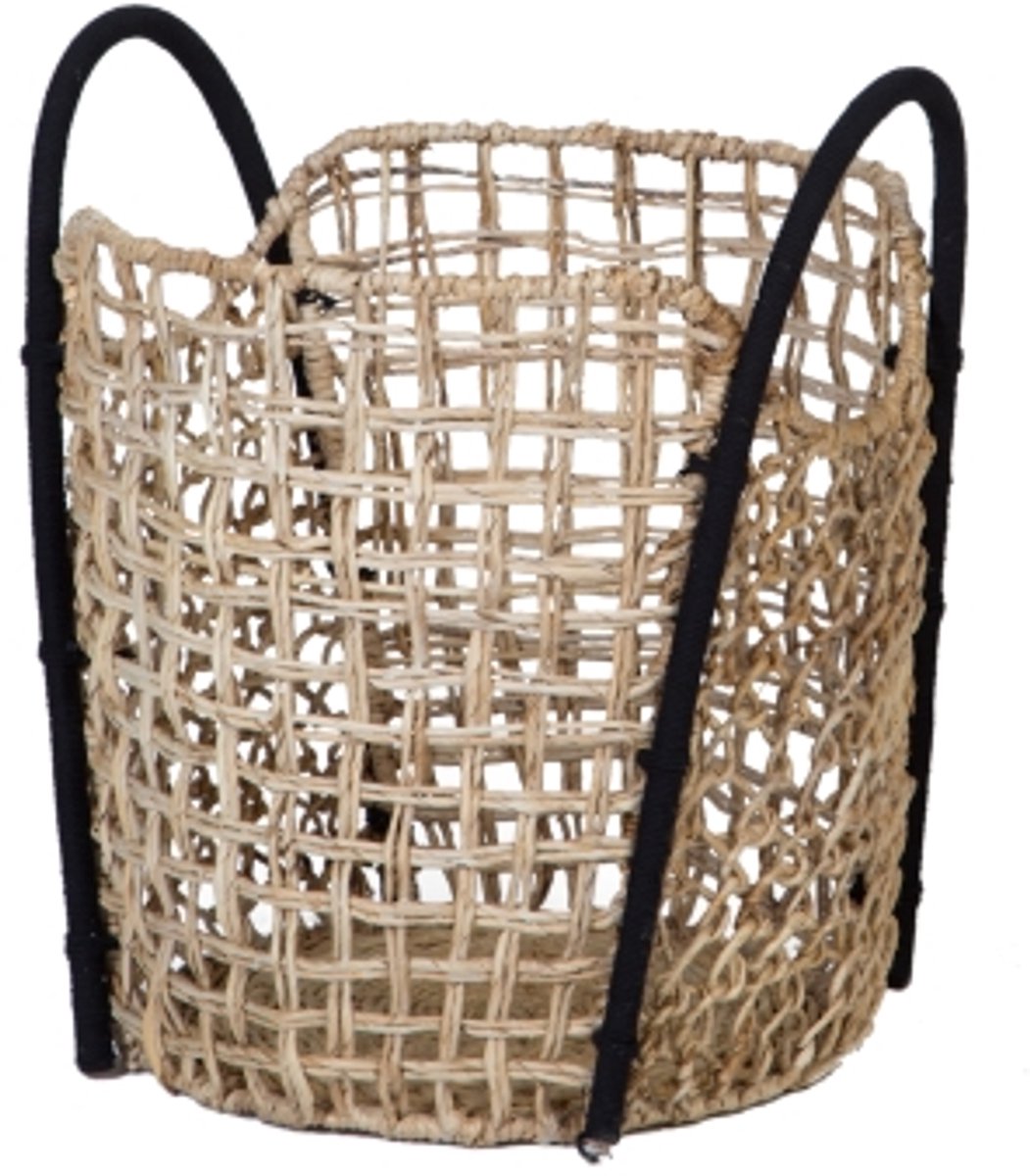 Morrigan - Opbergmand - Cascade M - H 53cm x ⌀ 45cm - Natuurlijk;Zwart Garen