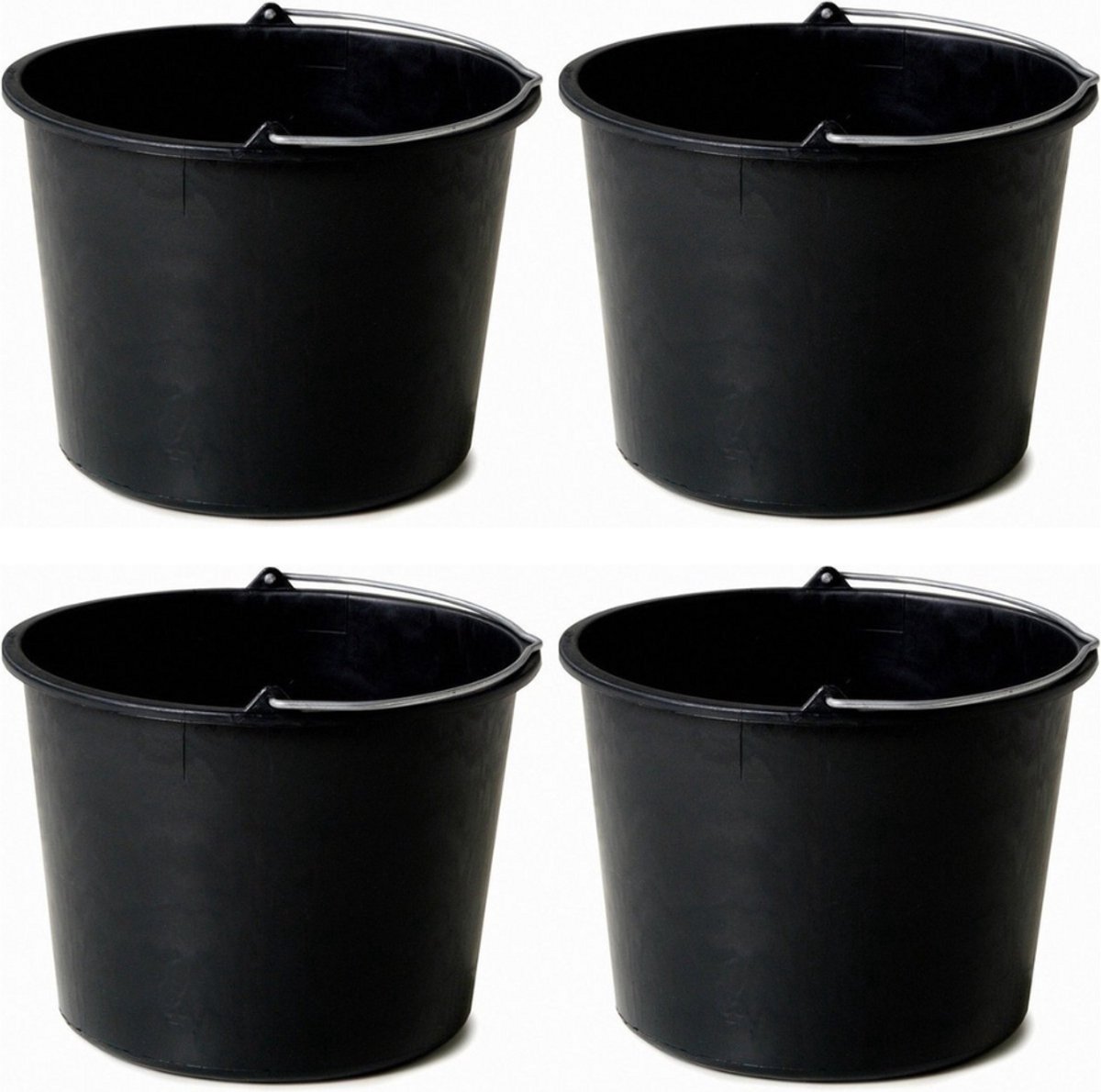 Bouwemmers - Set van 4x stuks - Specie emmers - 20 liter - met maatverdeling.