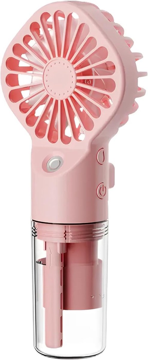 Crrynuo 1 Stuk - Draagbare USB Ventilator Met Vernevelaar - Roze - F3 Model - 4 Snelheden