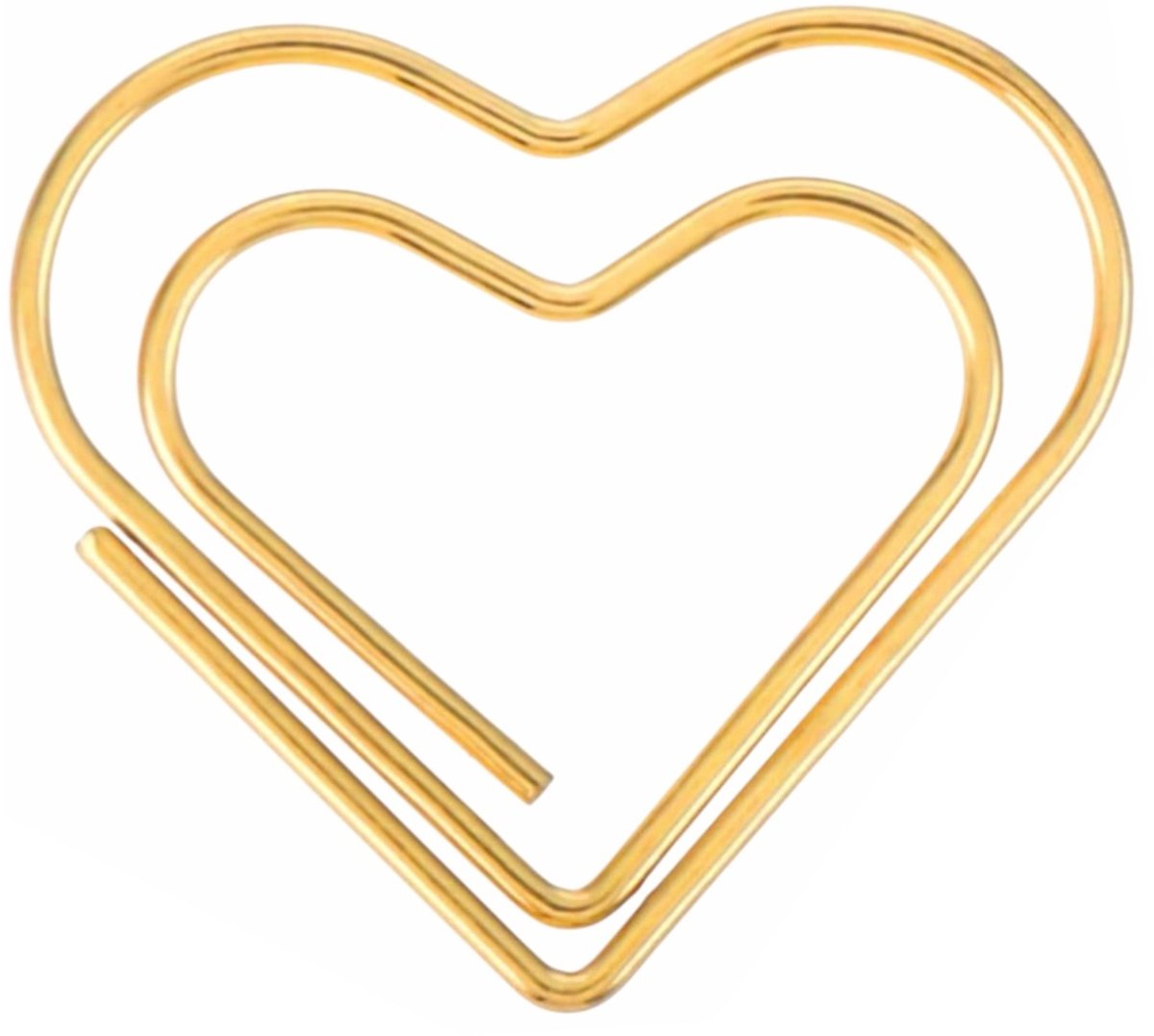 Fako Bijoux - 50x Clip Hart Goud - Sluitclip - Paperclip - Papierklem - Cadeauverpakking - Trouwen - Geboorte - Goudkleurig - 50 Stuks