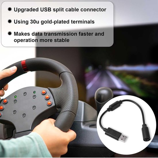 USB Breakaway Cable Vervanging - Logitech G920 G923 G27 G29 Racing Wheel Kabel - Thrustmaster Ferrari 458 Spider van Merkloos — afbeelding 3