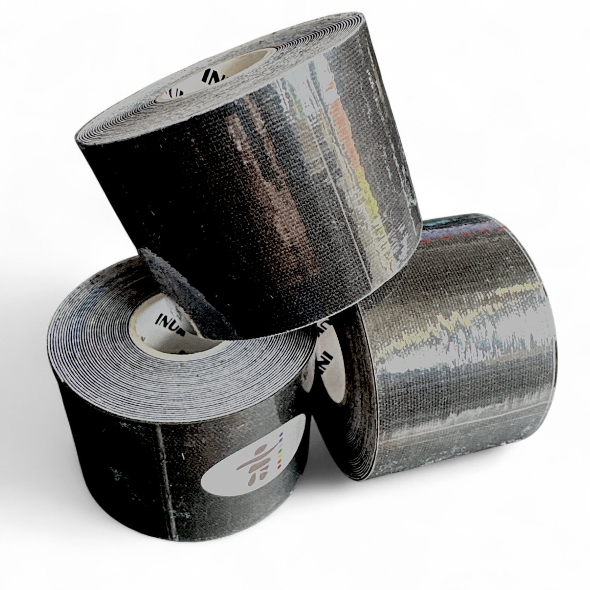 Inuk - Kinesiotape - Premium Quality - 3 rollen Zwart - Watervast - IOC - Topsport - voorkom blessures