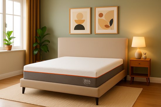 BSS Bedding Milan - Bedden - Onderbox & 22 cm 7-Zone Memory Foam Matras Set - Luxe Stoffering - 160x200 cm - Beige