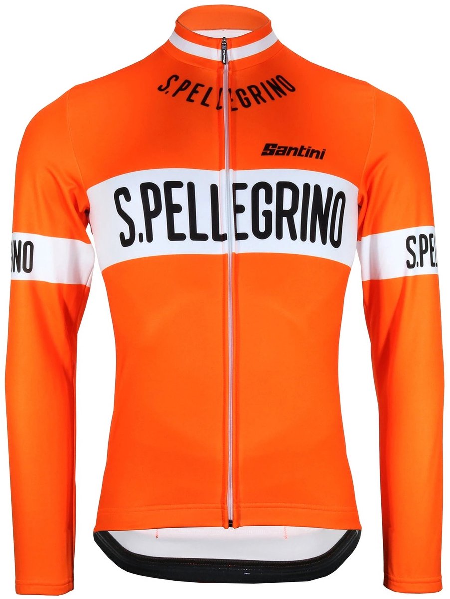 Retro San Pellegrino fietsshirt met lange mouwen en lange rits - S