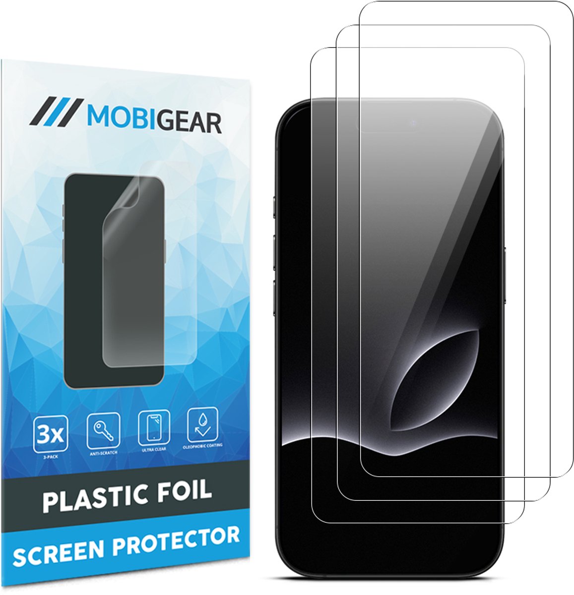 Mobigear Screenprotector geschikt voor Apple iPhone 17 Pro | Mobigear Screenprotector Folie - Case Friendly (3-Pack)