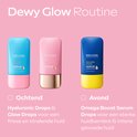 Drie Weleda Serum Drops: blauw voor 's ochtends, roze voor 's avonds.