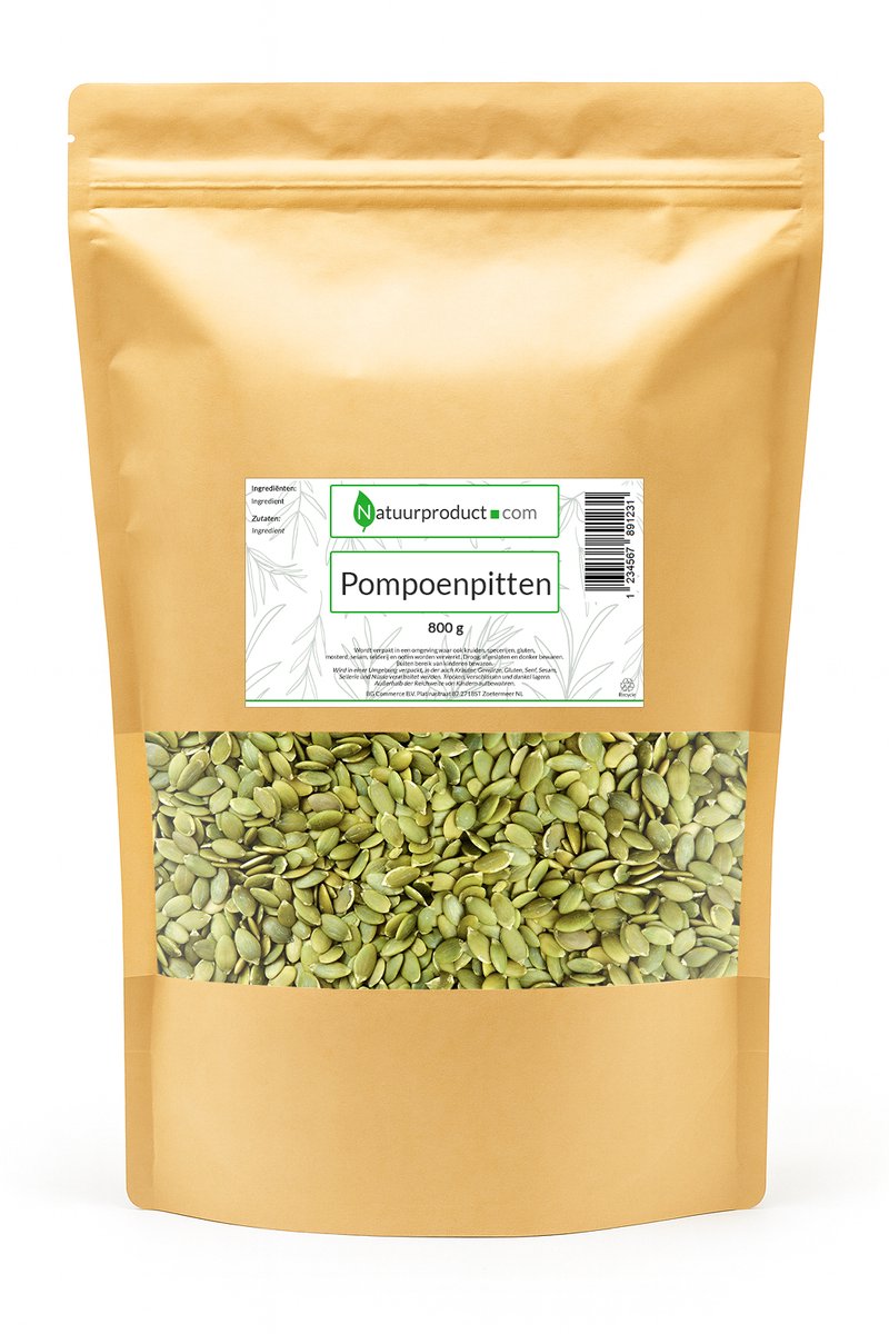 Pompoenpitten Europese Premium kwaliteit - rijk aan zink, ijzer en magnesium - Natuurproduct - 800 gram