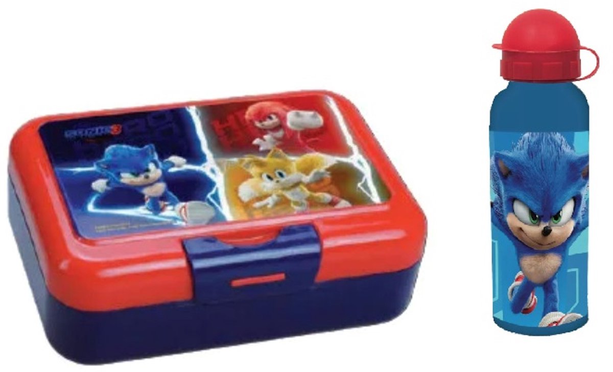 Sonic the Hedgehog Here Trio broodtrommel + aluminium drinkfles 520ml