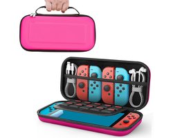 Nintendo Switch Hoes - Nintendo Switch case - Switch Case - Roze -Hardcase Bescherming met Opbergruimte – Voor Switch & OLED – Schokbestendig – Reisformaat – Met Gamekaartvakken